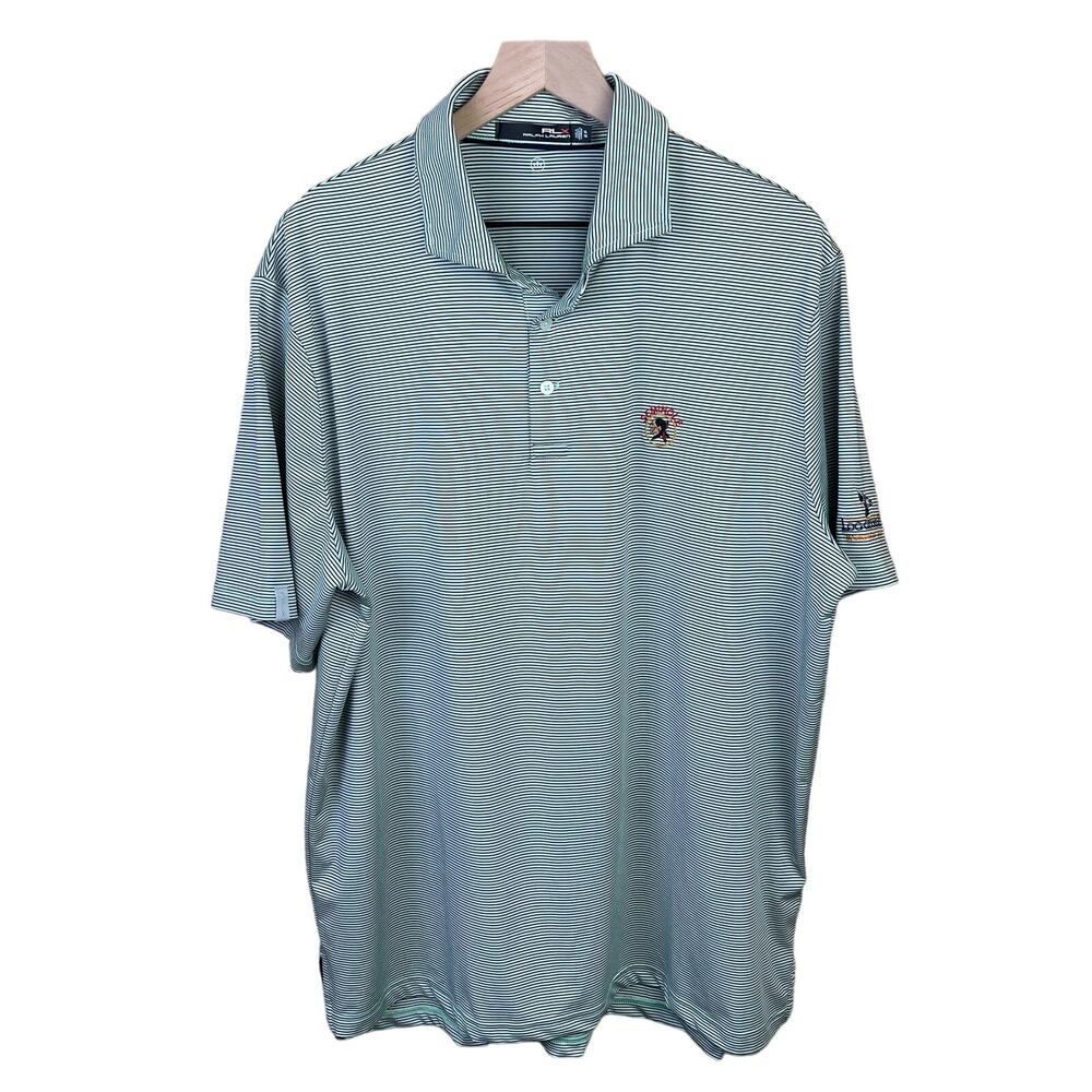 Ralph Lauren Men Size XL Green White Striped Polo Golf Lightweight Outdoor Shirt